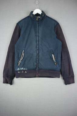 Vintage GAP Y2K USA Full Zip Blue Jacket Medium Graphic Back
